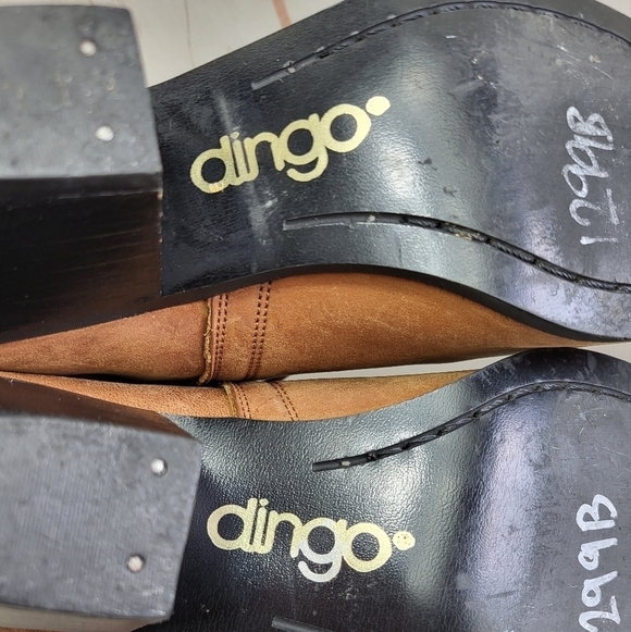 Dingo Western Boho 90's Leather Buckle Ankle Cowgirl Heeled Booties Brown 7M - Picture 16 of 16